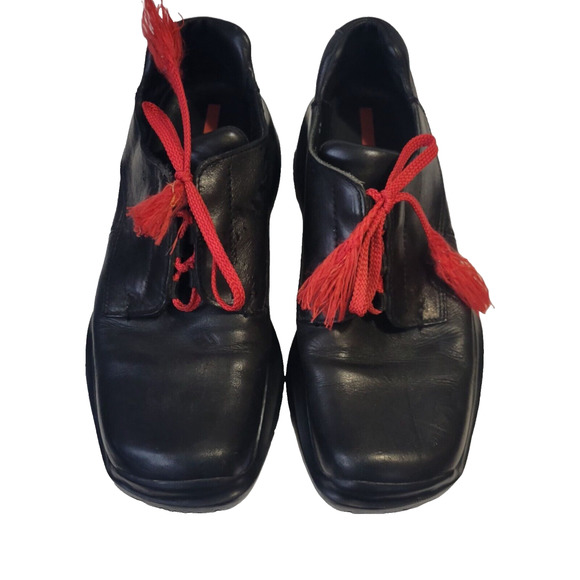 Prada Vintage Sport Vibram Leather Laced Trainers Men Shoes Size EU 40 / US 7.5 - Picture 3 of 8